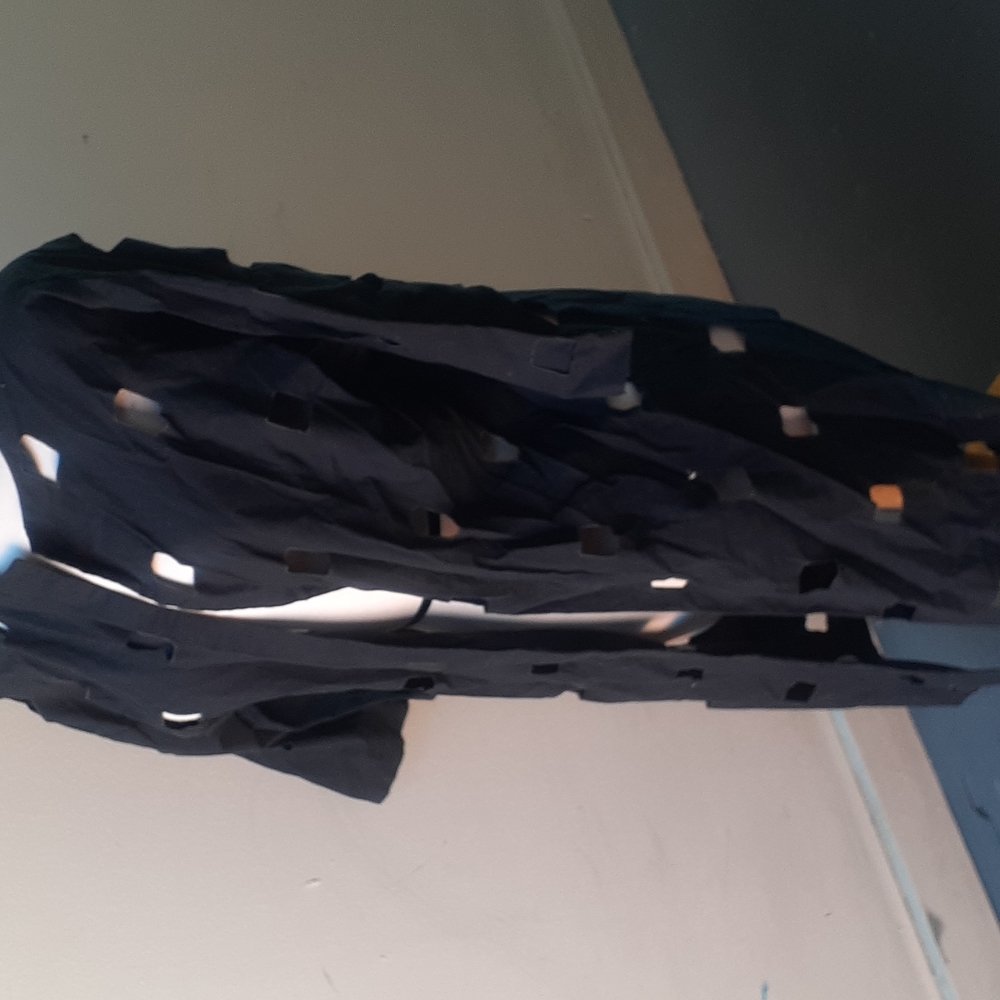 Free Style Square cut outs open Front black Cloth duster Jacket 3/4 Sleeves M L - Picture 2 of 8